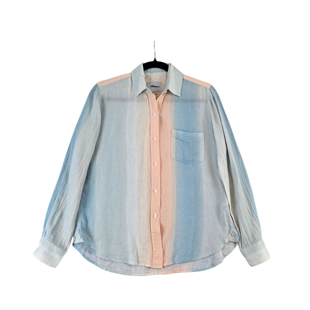 Rails Charli Sunset Gradient Linen Blend Lightweight LS Shirt sz XS Ombre Stripe